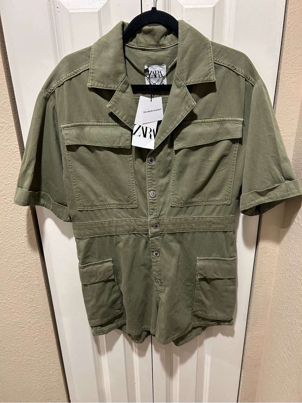 NWT Zara The Safari Playsuit Romper Green , size Small